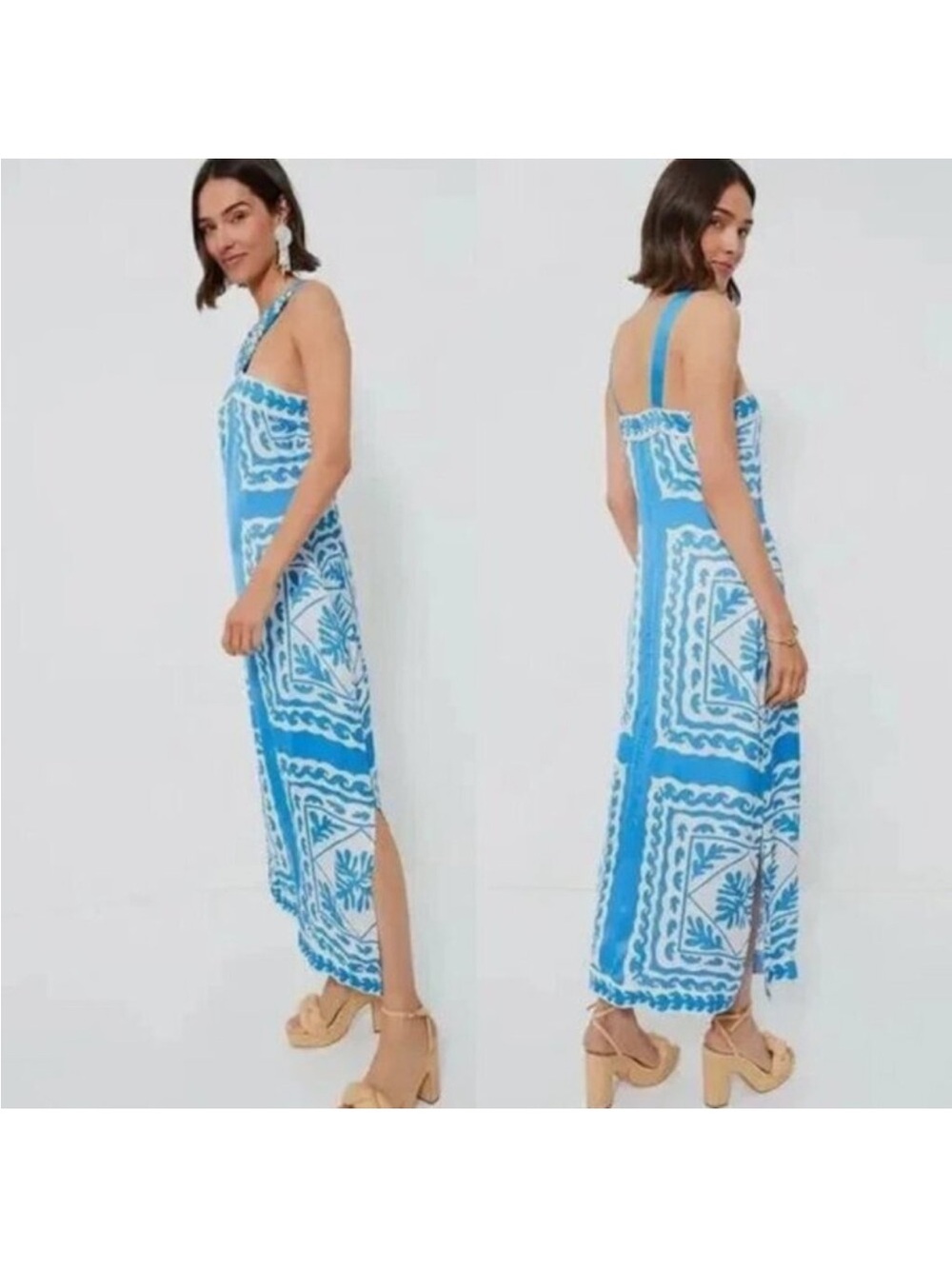 Tuckernuck Blue and White Cross-Neck Maxi Dress - Picture 3 of 10